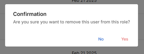Remove user role confirmation dialog