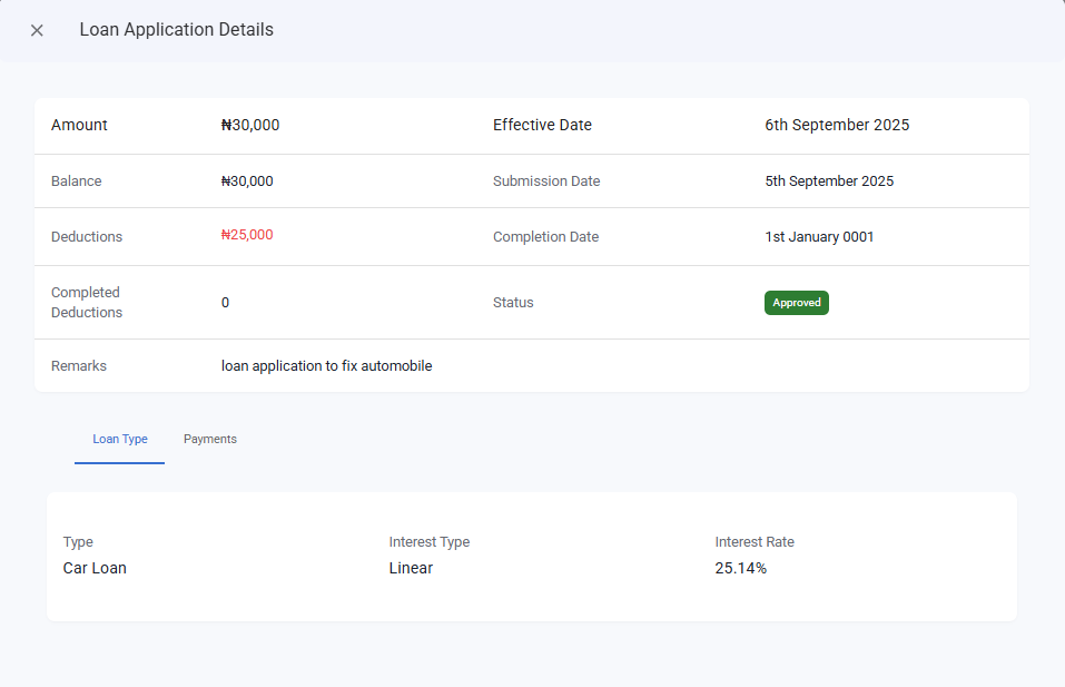 Self Service View Loan Application