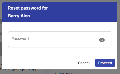 Password reset modal