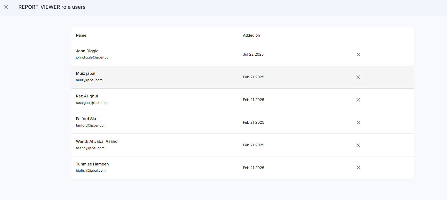 View user roles dialog