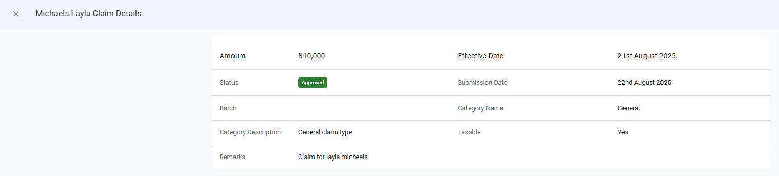View Claim Details
