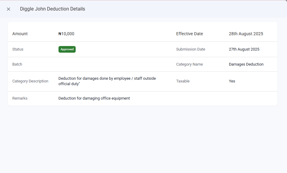 View Deduction Details
