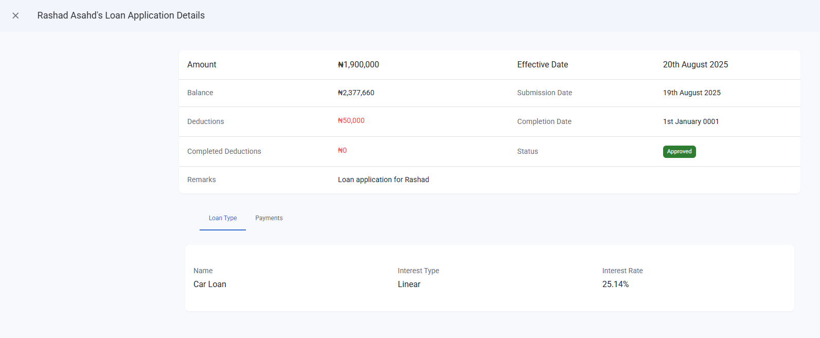 View Loan Details